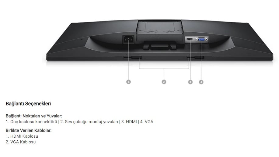 Dell 215 Hd Led Monitör - E2218HN 5ms 60Hz Hdmi Vga